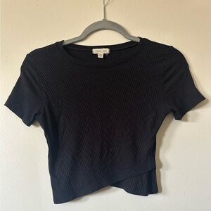 Silence + Noise Black Ribbed Crop Top